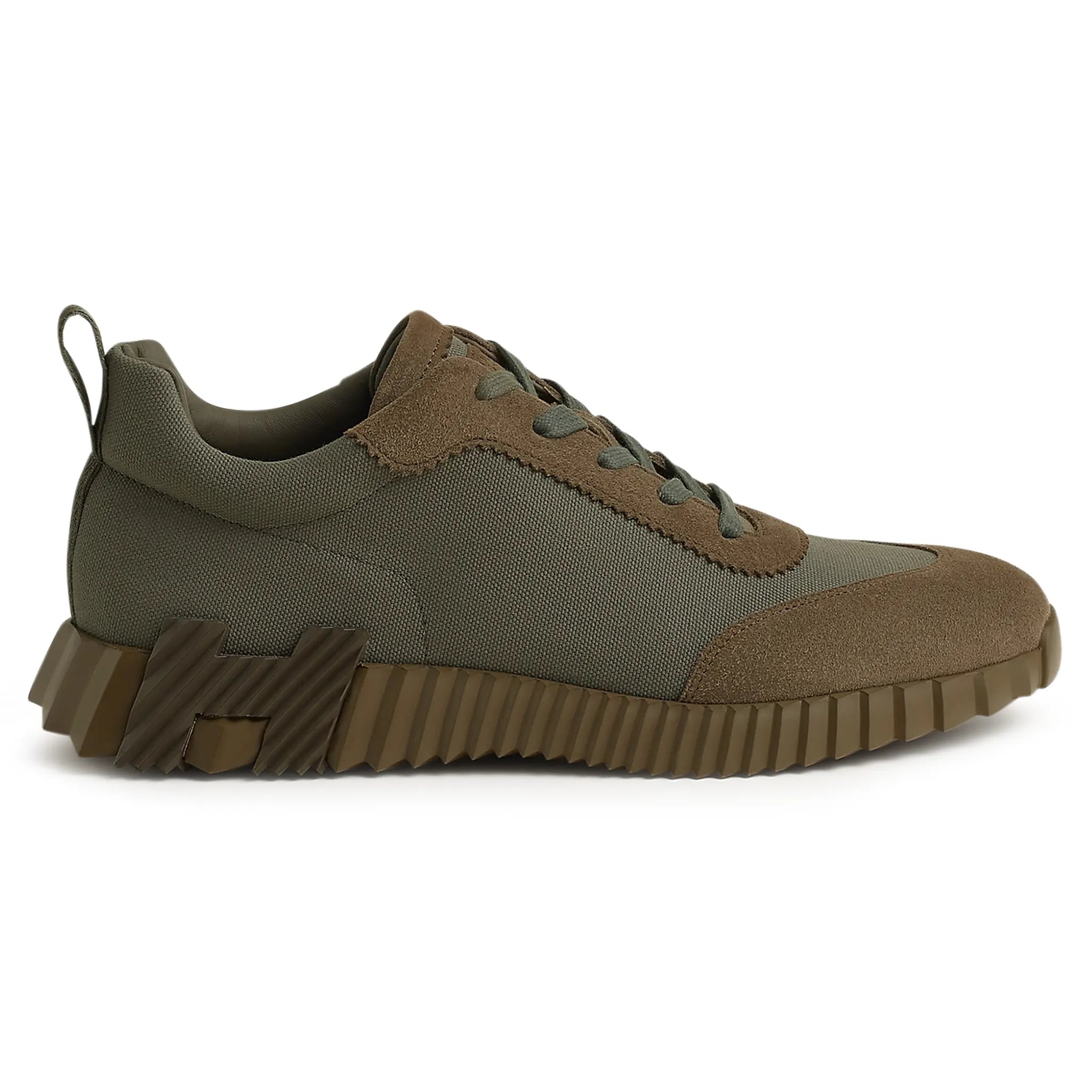 Side view of Hermes Paris Bouncing Sneaker Green Toundra H251830ZH1R420